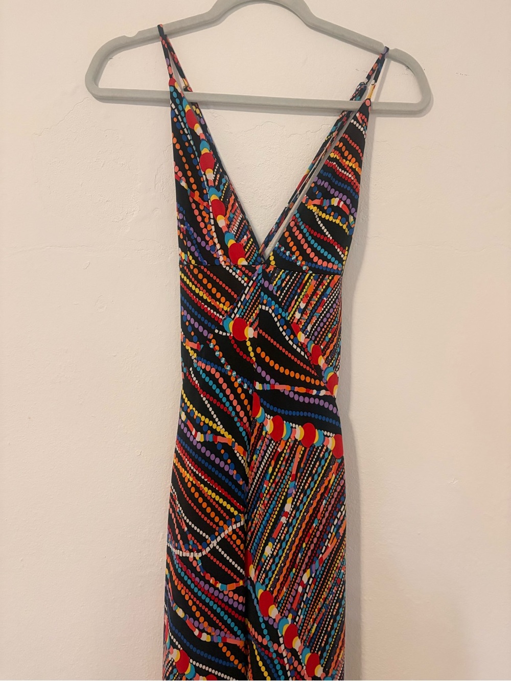 Cable & Gauge Black Maxi Dress with Multicolor Dot & Stripe Print